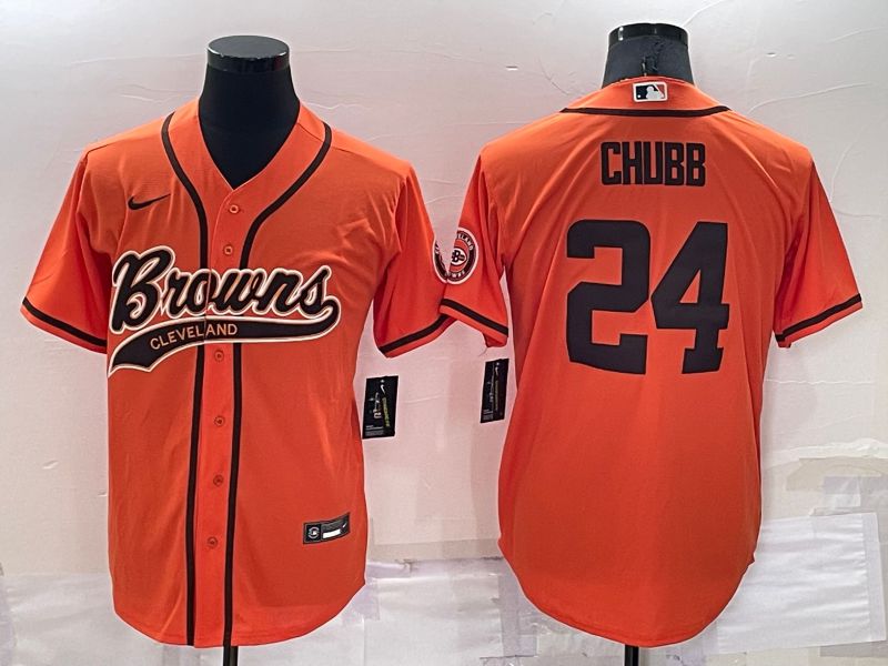 Men Cleveland Browns #24 Chubb Orange Nike Co branded Jersey